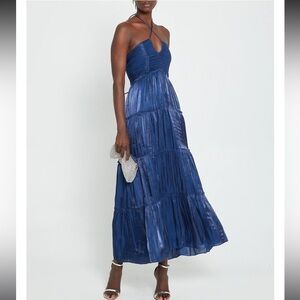 Navy Convertible Halter Midi with Pockets